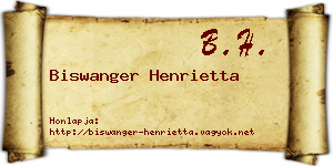 Biswanger Henrietta névjegykártya